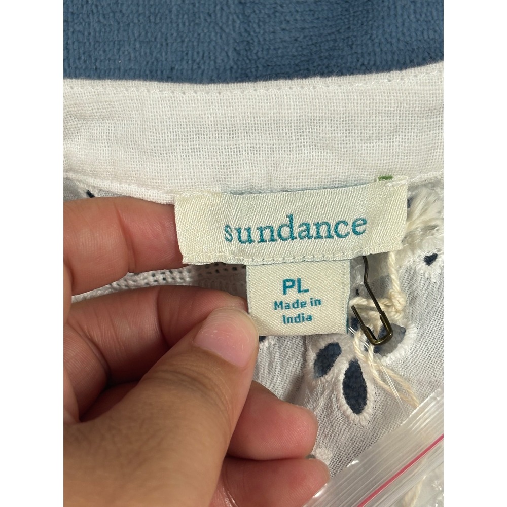 Sundance White Eyelet Lace Tiered Midi Dress Sleeveless Button Front Boho New - Picture 9 of 12
